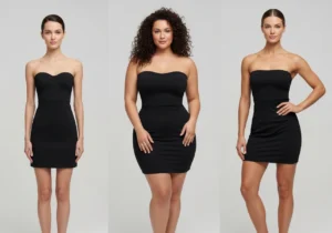 black strapless mini dress for different body types petite curvy athletic